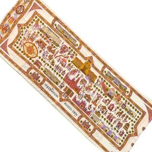 Vintage Smithsonian Institution Silk Scarf 1989 Natl' Mall Washington DC 56"x11"